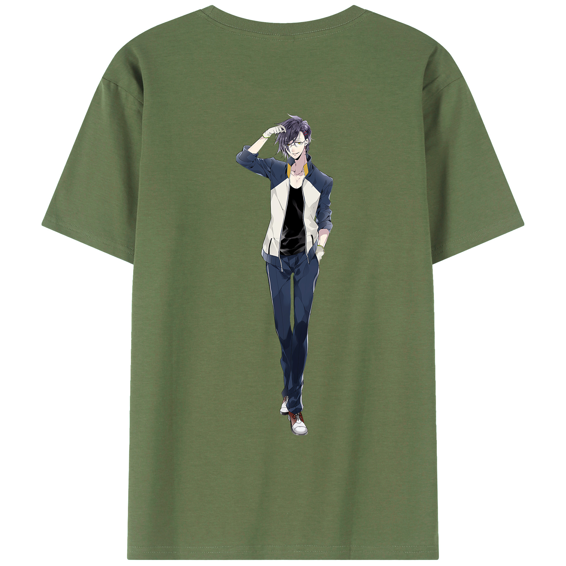 （画像用） 刀剣乱舞 Touken Ranbu 綿100％ メンズ半袖Tシャツ（バックプリント） 通気性